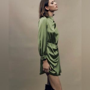 ZARA FLOWY COLLAR SATIN EFFECT DRESS SZ S